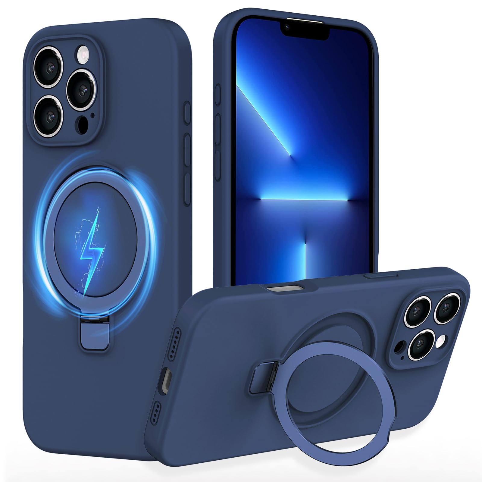 Photo 1 of IYH for iPhone 13 Pro Max Case with Magnetic Invisible Stand 6.7''[Compatible with Magsafe][16FT Military Protection] Liquid Silicone Cases, Pink