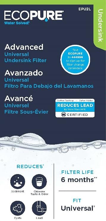 EcoPure EPU2L Replacement Water Filter, White/Blue