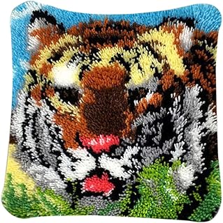 ColiCor ColiCor Kit fai da te con gancio per cuscino, kit di uncinetto, kit per tappeti, ricami per bambini, motivo: tigre giocattolo