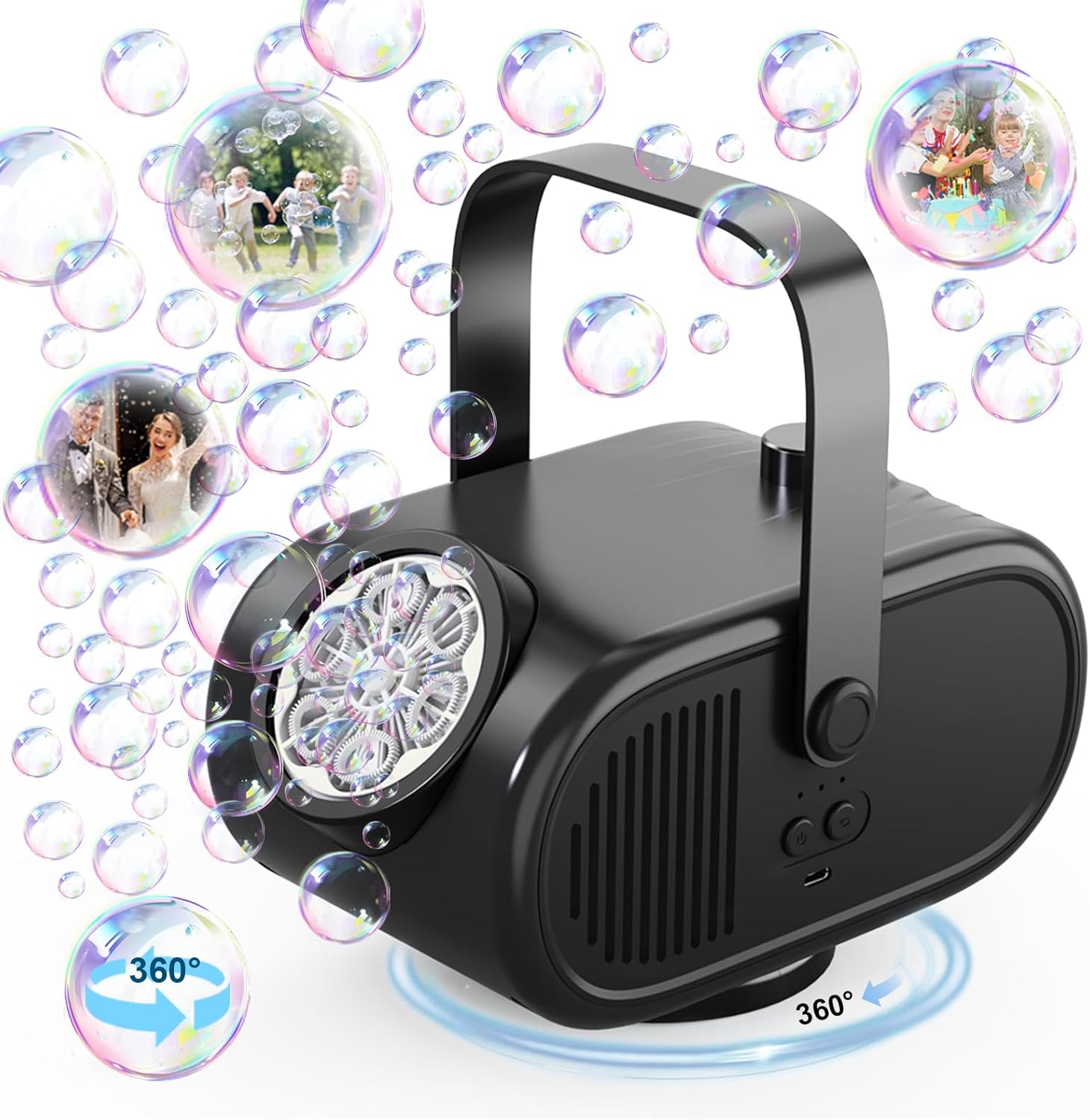 Bubble Machine for Kids 360 Auto Rotating Bubble Blower