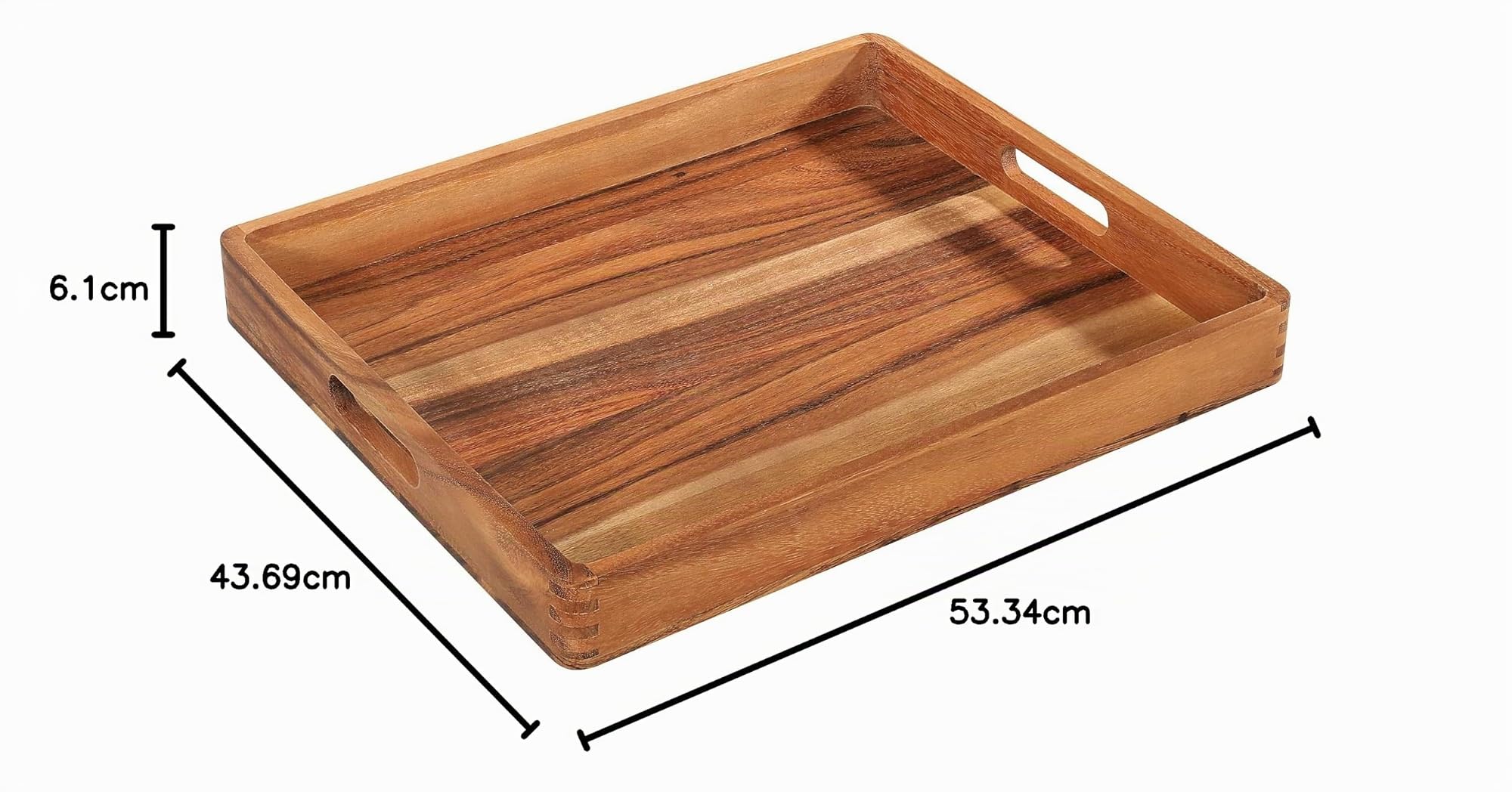 Zassenhaus Bandeja de Madera de Acacia | Bandeja con Asas | Bandeja de Desayuno | Bandeja de Madera Decorativa | Tableta para vajilla | Madera Dura cultivada de Forma sostenible | 52 × 43 × 6 cm,