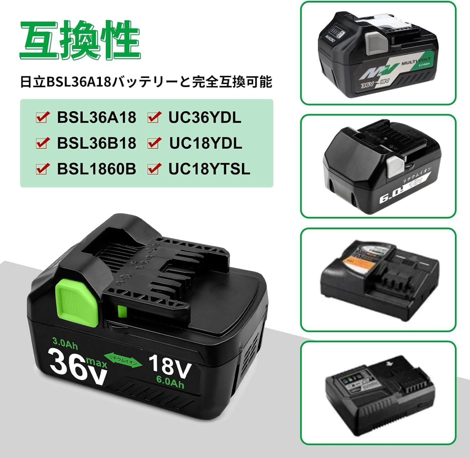 Amazon.co.jp: VANKO 互換 ハイコーキ 36v バッテリー BSL36A18 36v