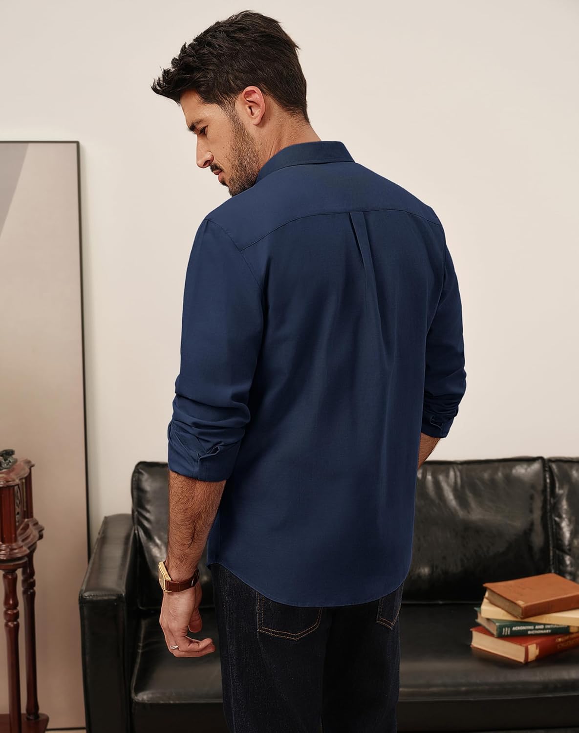 PJ PAUL JONES Men's Oxford Button Down Shirt Long Sleeve Regular Fit Business Casual Dress Shirts with Chest Pocket - Image 5