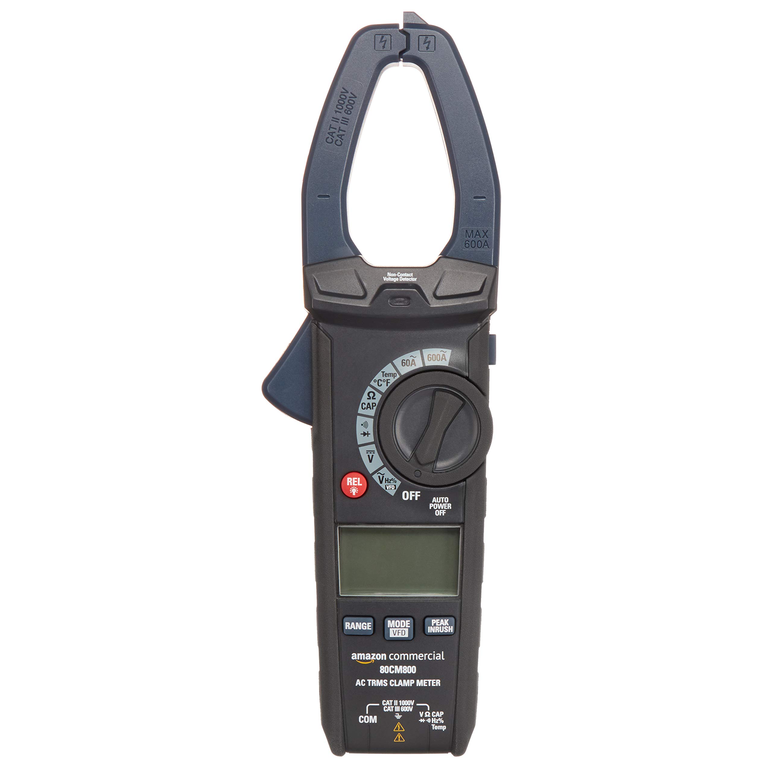 AmazonCommercial 600A AC Clamp Meter, True RMS, NCV, Flashlight, 6000 Count