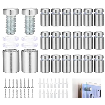 12 Stück Edelstahl Abstandsschrauben Set - Für Bilderrahmen & Schilder