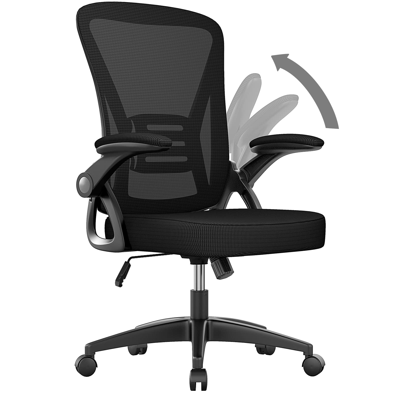 naspaluro Office Chair,Ergonomic Desk Chair with Adjustable Height, Flip-Up Arms and Lumbar Support, Breathable Mesh Swivel Computer Chair for Home Study Working Without Footrest image 8