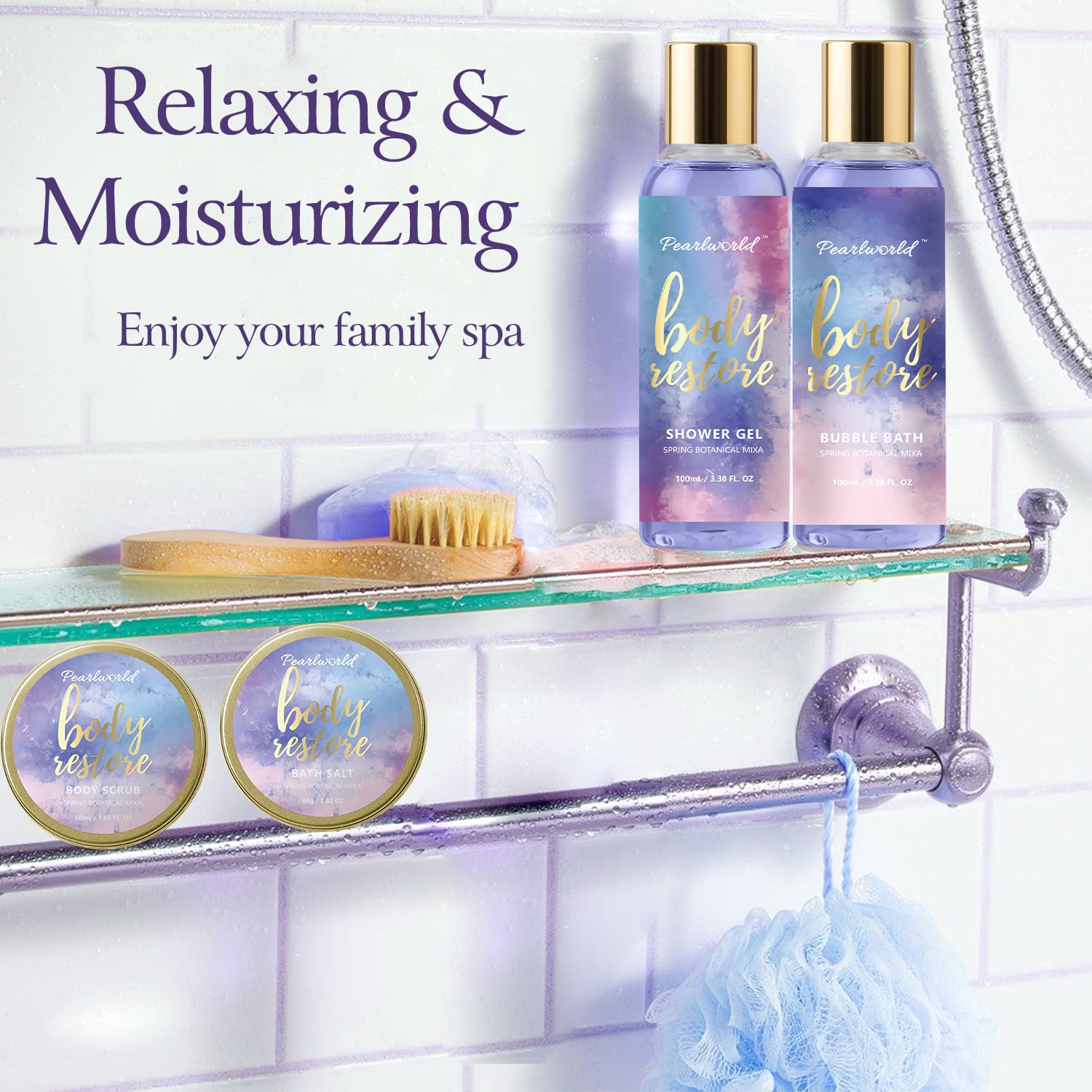 PEARLWORLD Zestaw upominkowy spa dla kobiet, zestaw upominkowy dla kobiet, balsam do ciała i balsam do kąpieli dla nastolatków, opakowanie 12 sztuk