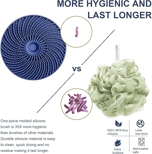 Miniatura 3 de INNERNEED Cepillo de ducha exfoliante y masajista de silicona más higiénico, herramienta de baño, para todo tipo de piel, enjabona bien, vida útil