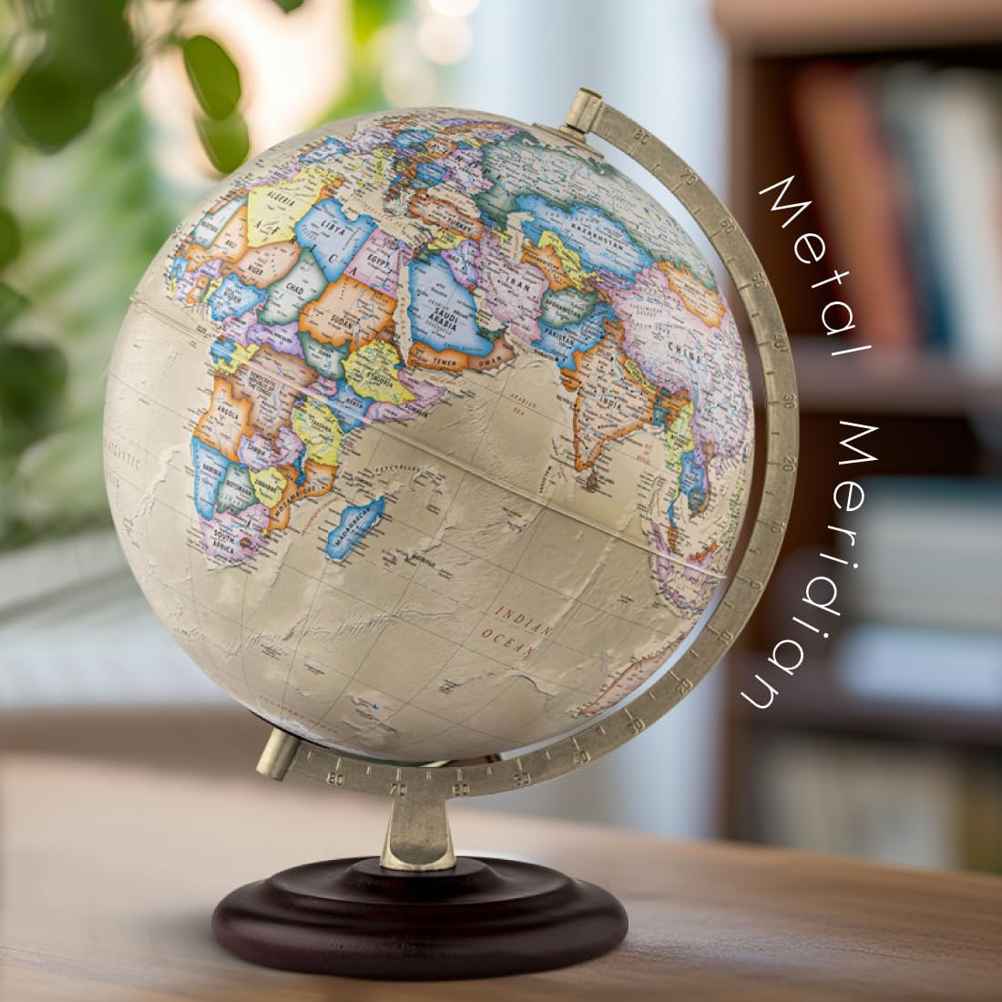 Waypoint Geographic Ambassador Plus Globe, 12" Antique Ocean-Style World Globe, Up-to-Date Reference Globe for Home and Office Decor, 17“ H x 13.5“ W x 12“ D