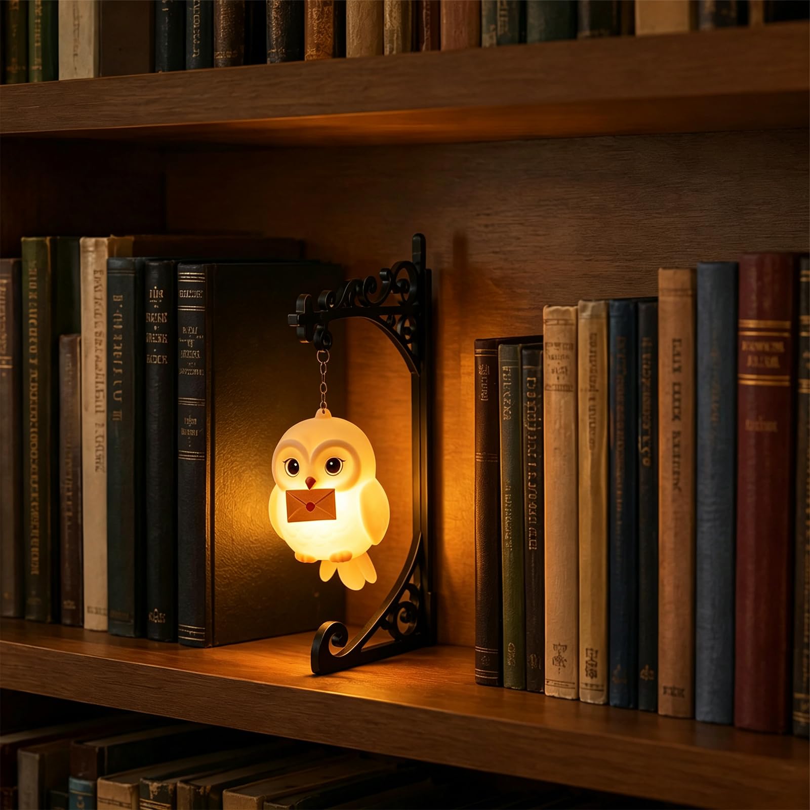 Owl Bookshelf Lantern, Vintage Book Nook Lamp with Warm LED Glow, White 3.94 Inch, 150.00x50.00x50.00mm - Image 8