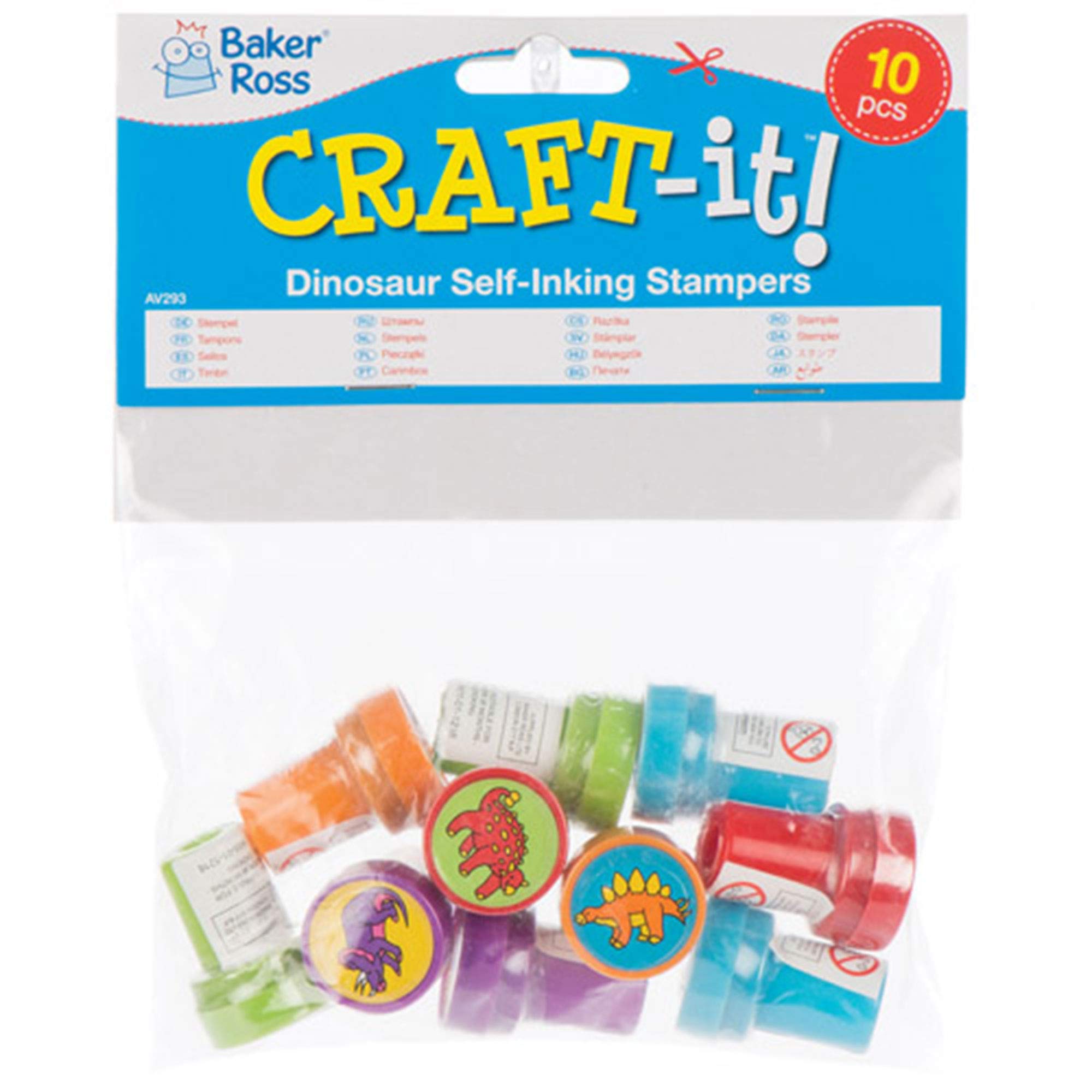 Baker Ross Set De 10 Estampadores Autoadhesivos De Dinosaurio – Manualidades De 20 Mm Para Niños, Ideal Para Fiestas, Bolsas De Premios Y Regalos Creativos