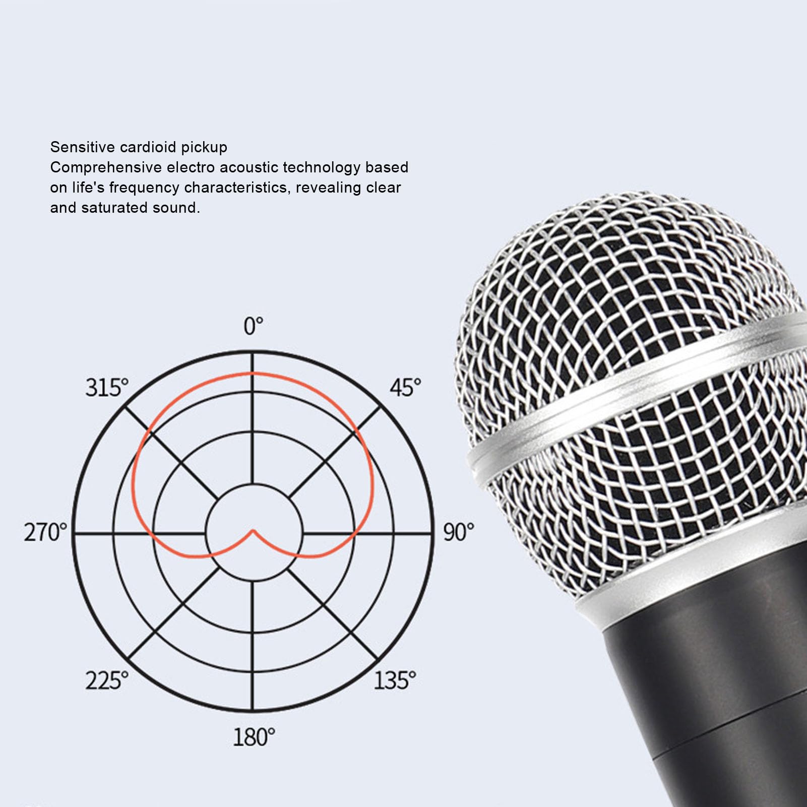 Bezprzewodowy Mikrofon Dynamiczny, Ręczny Mikrofon do śpiewu z redukcją Szumów, Kryształowymi Osłonami i Odbiornikiem do Karaoke, przemówień i Wykładów
