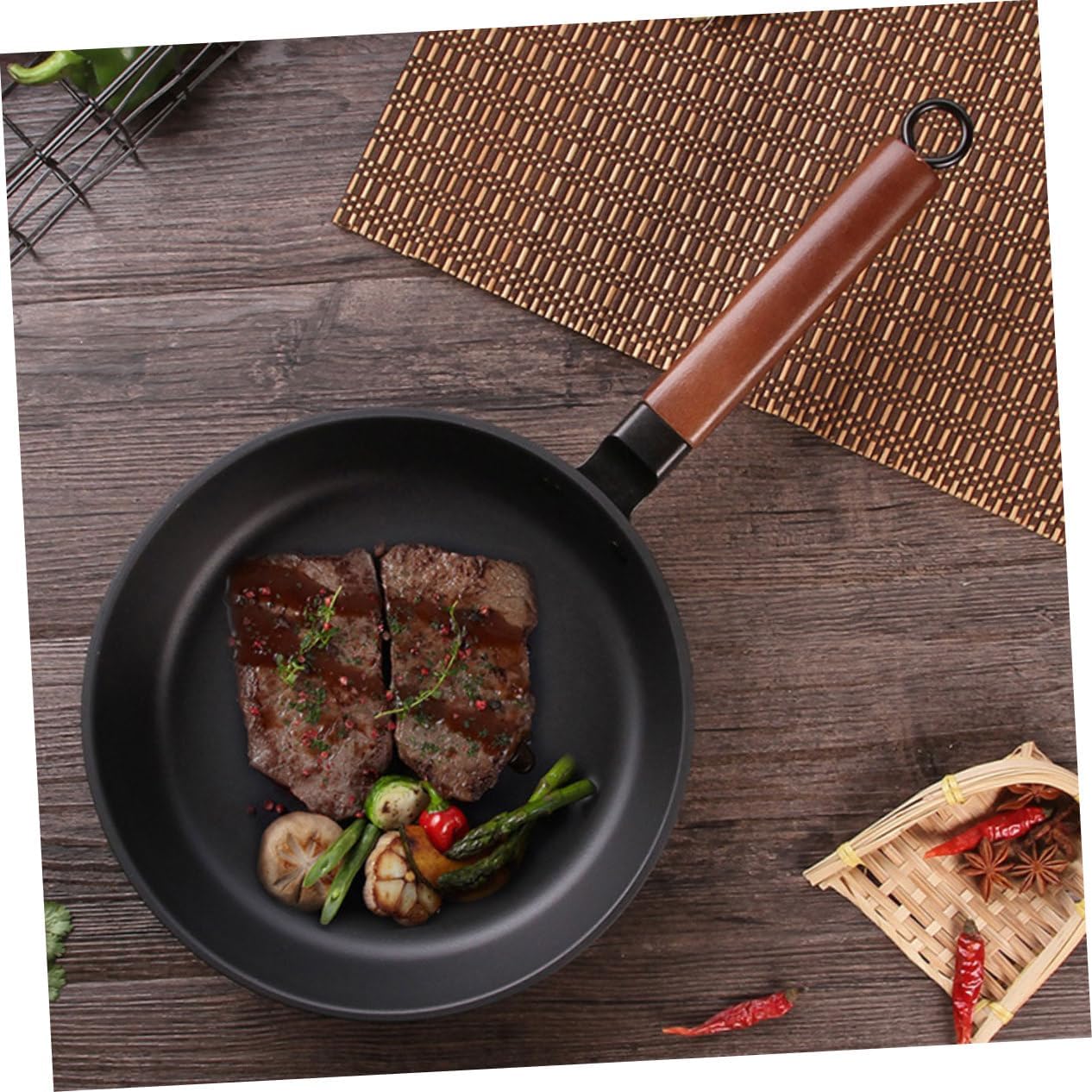 Luxshiny Non-stick Pan for Cooking Uncoated Frying Pan for Eggs and Pancakes Practical Kitchen Essential for Gas and Induction Cooktops