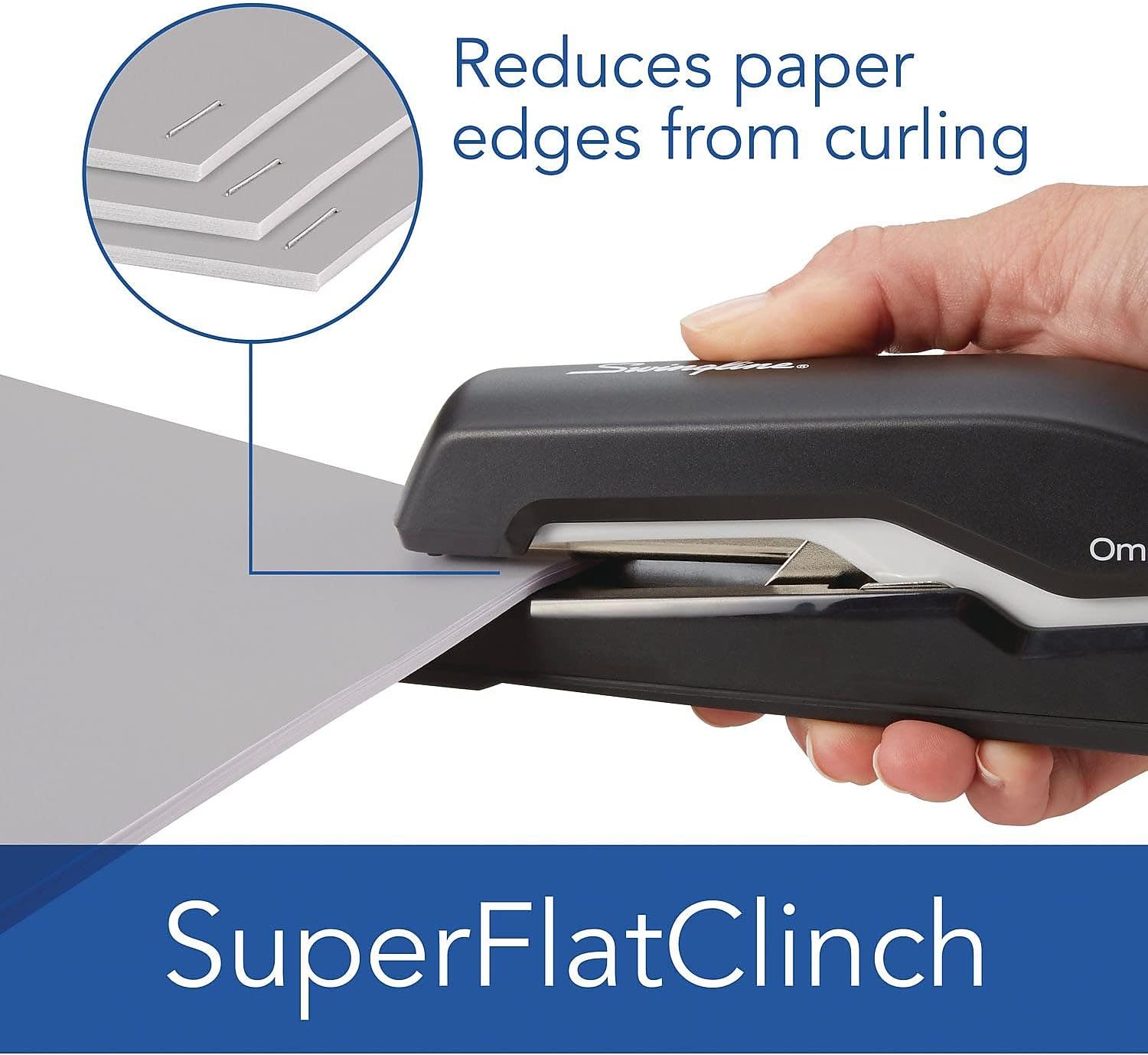 Swingline Stapler, Omnipress 60 Stapler, Press Anywhere for Easier Use, 60 Sheet Capacity, Black/Gray (5000590A)