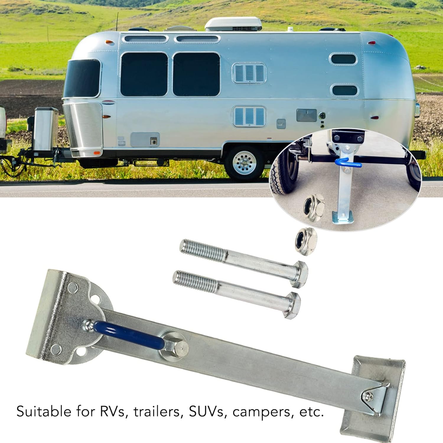 Heavy Duty Trailer Jack Telescoping 460mm to 680mm 1000kg Load Capacity Galvanized Iron Stabilizer for Caravan Offroad Vehicle