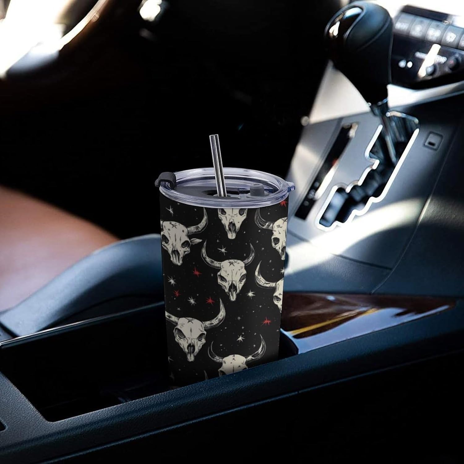 Cow Skull Print Travel Coffee Mug Stainless Steel Insulated Tumbler Water Bottle Tea Cup for Home Office