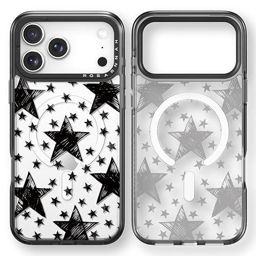 Rosarnnah for iPhone 17 Pro Max Case Cute - Compatible with Magsafe - Durable Shockproof 6.6 ft Drop Impact Phone Case - Funny Drawing Stars Design (6.9") Black
