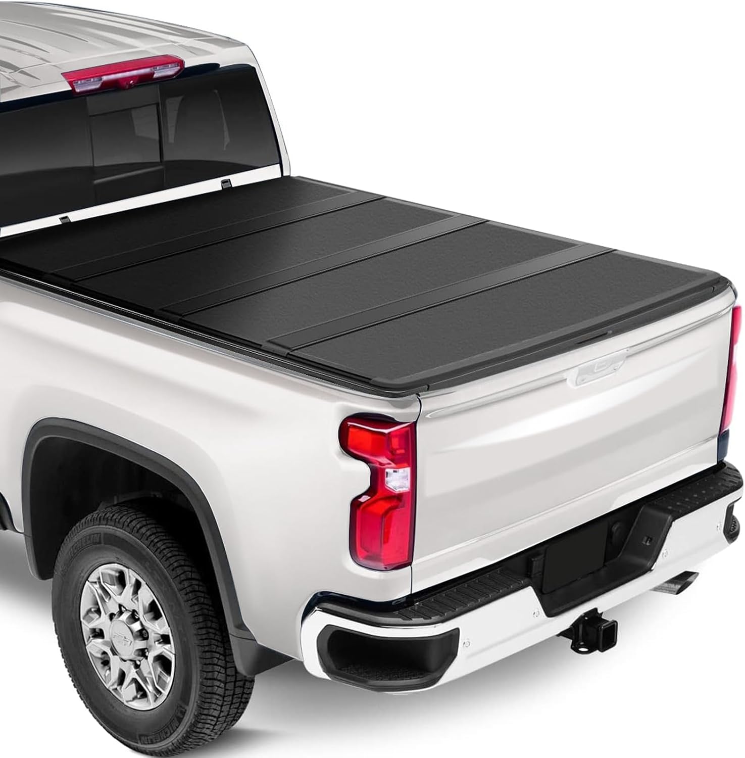 Hard Quad-fold Truck Bed Tonneau Cover Compatible for 2005-2026 Nissan Frontier 6.1 FT (73") Bed Black, Fiberglass Reinforced Polymer Waterproof, Guard Against Theft