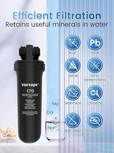 Miniatura 2 de Vortopt Sistema de filtro de agua para debajo del fregadero, filtración de agua certificada NSFANSI 53 y 42 de 19 quilates, reduce el plomo, el