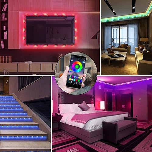 Miniatura 6 de QZYL - Tira de luces LED de 492 pies tira de luces para sincronización con música control de aplicaciones con control remoto tira de luz LED 5050