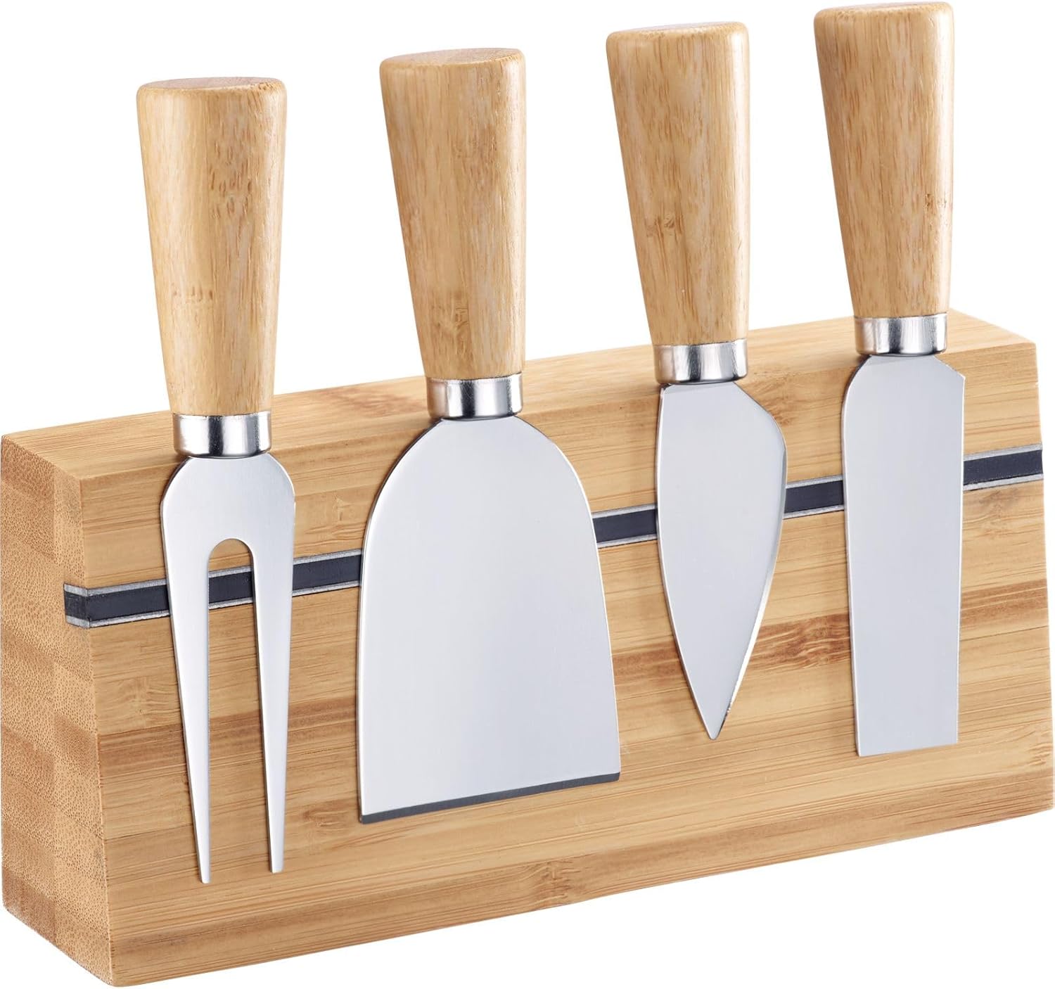 Westmark Cheese Knife Set - 5-Piece Set with Bamboo Holder for Stylish Serving of Various Cheeses, Comfortable Handling - Rustproof Stainless Steel, Bamboo