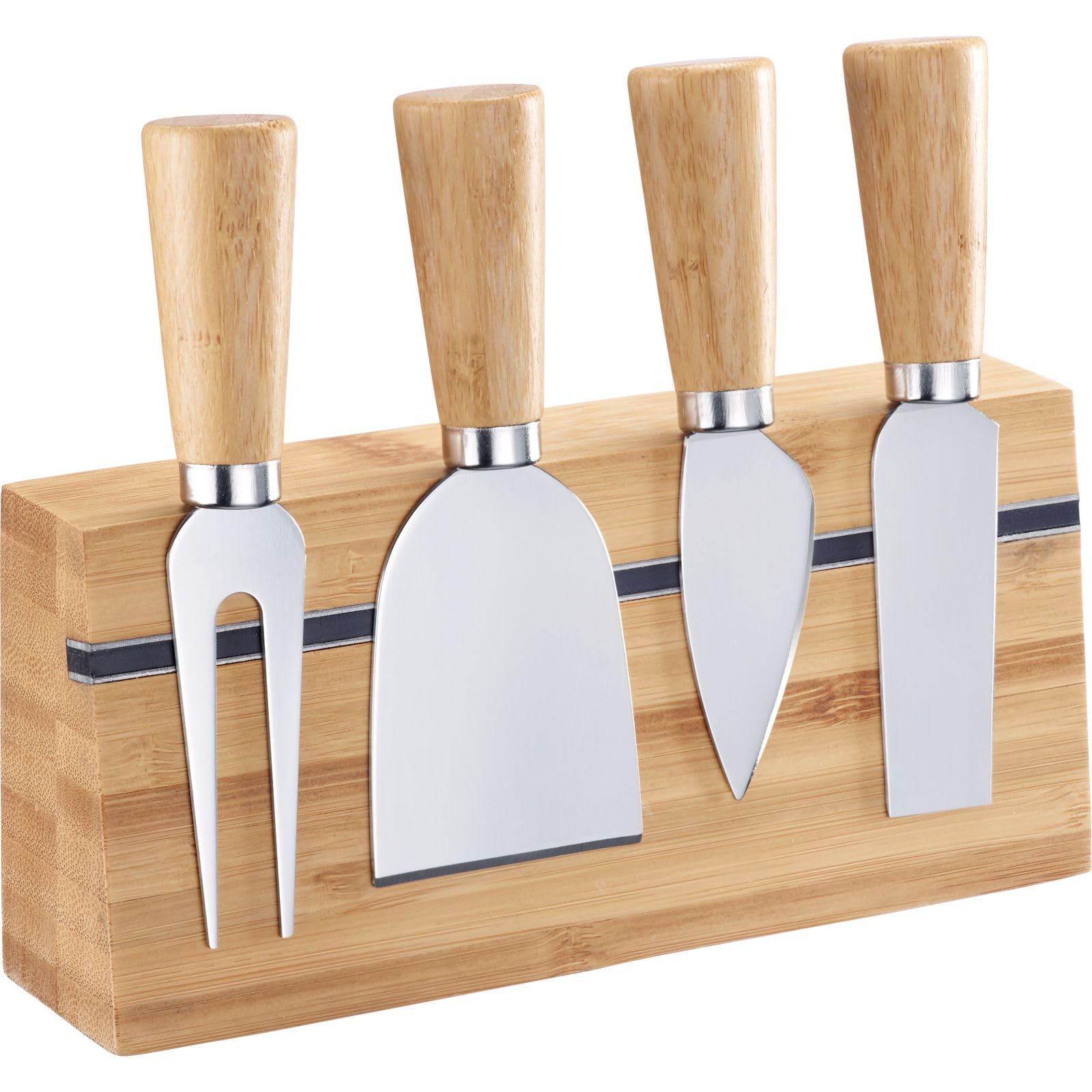 Westmark Cheese Knife Set - 5-Piece Set with Bamboo Holder for Stylish Serving of Various Cheeses, Comfortable Handling - Rustproof Stainless Steel, Bamboo