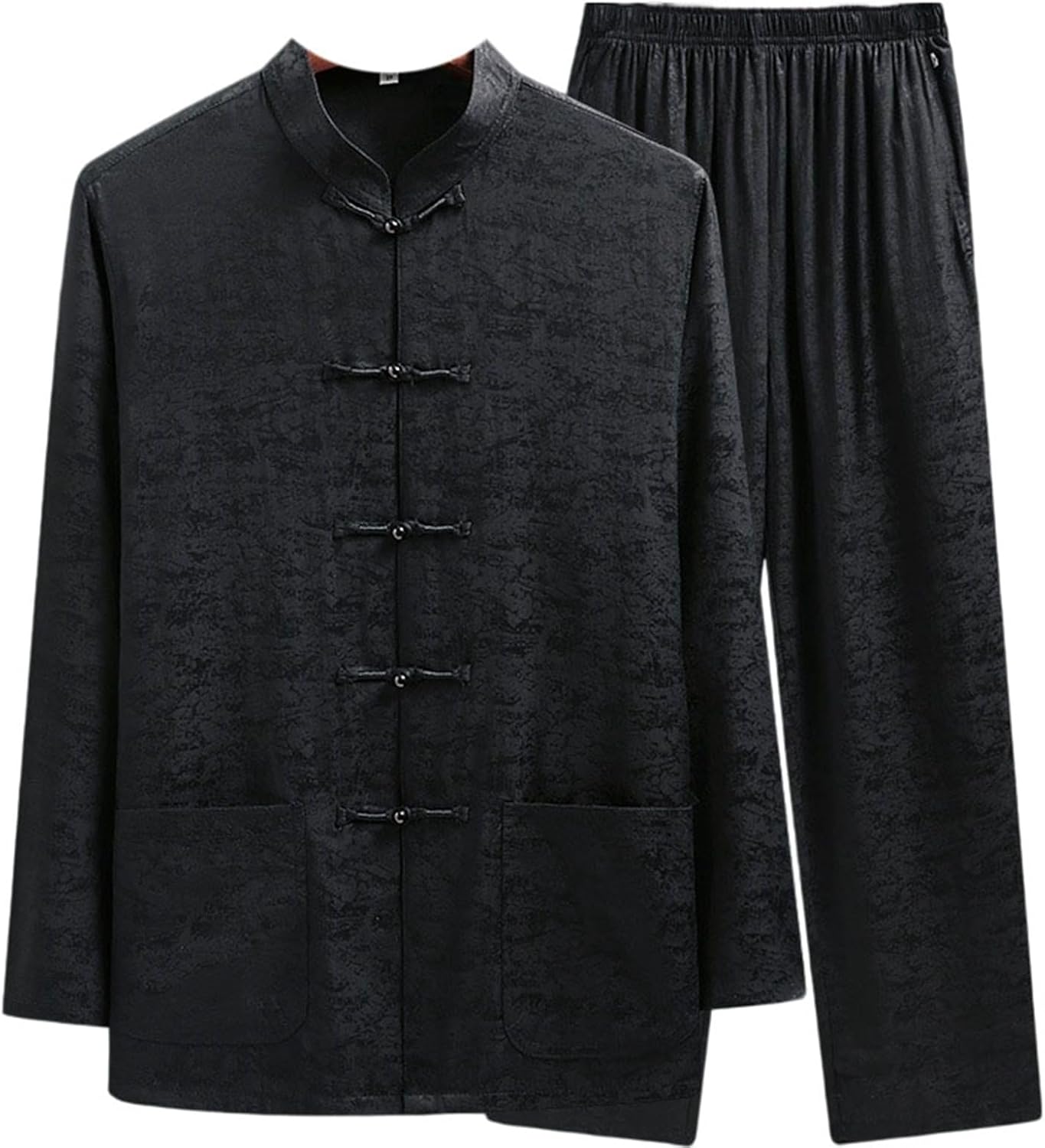 Elderly Men's Satin Tang Suit Breathable Satin Shirt Set