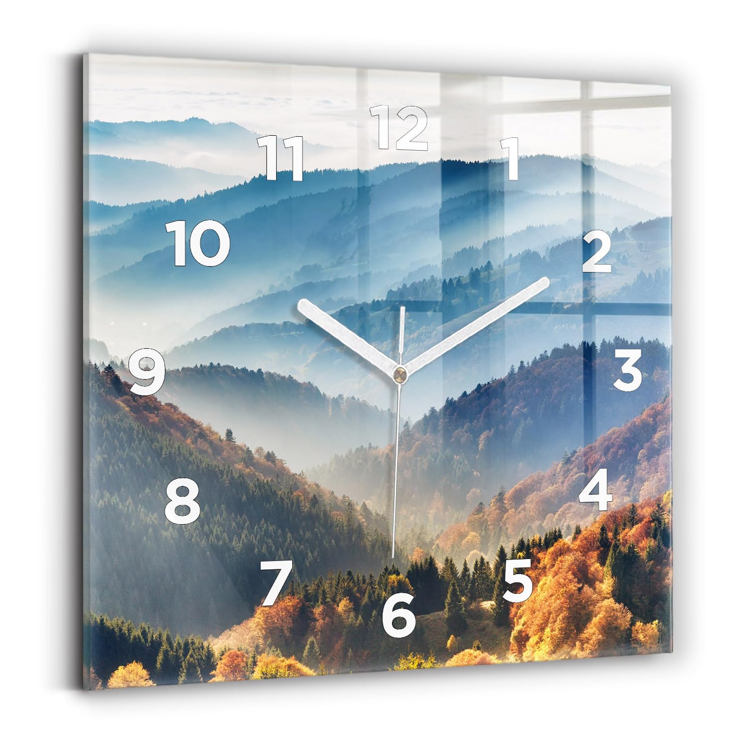 Horloge de qualité supérieure Wallfluent 30x30 cm au design carré épuré