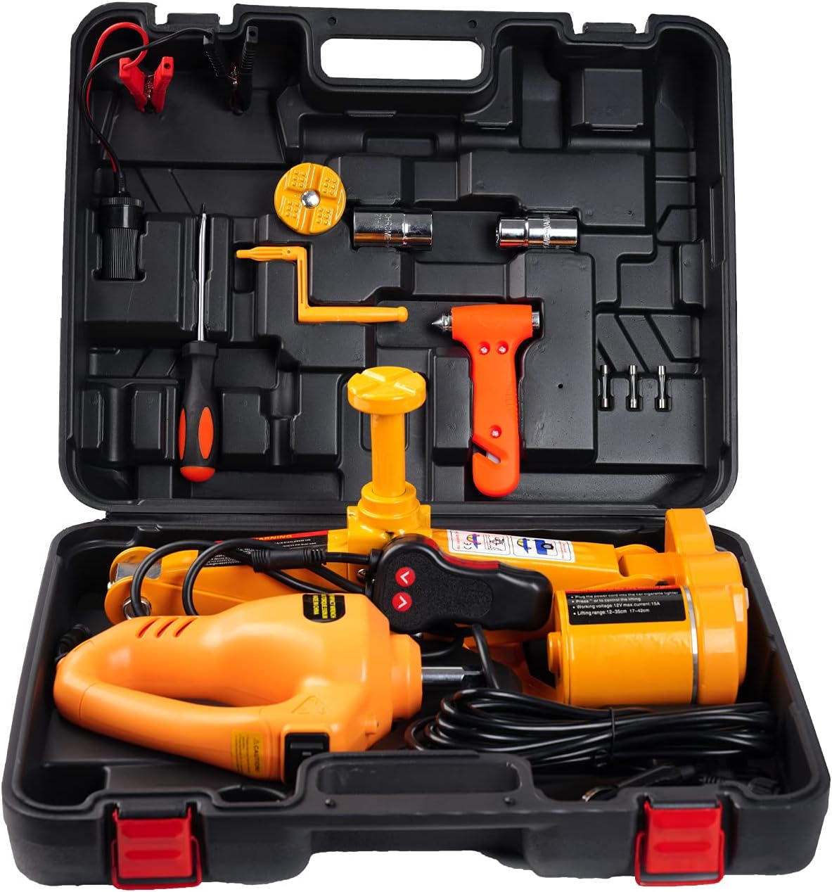 ROGTZ Electric Car Floor Jack Set 3 Ton All-in-one Automatic 12V Scissor Lift Jack with Impact Wrench for Tire Change Replacement