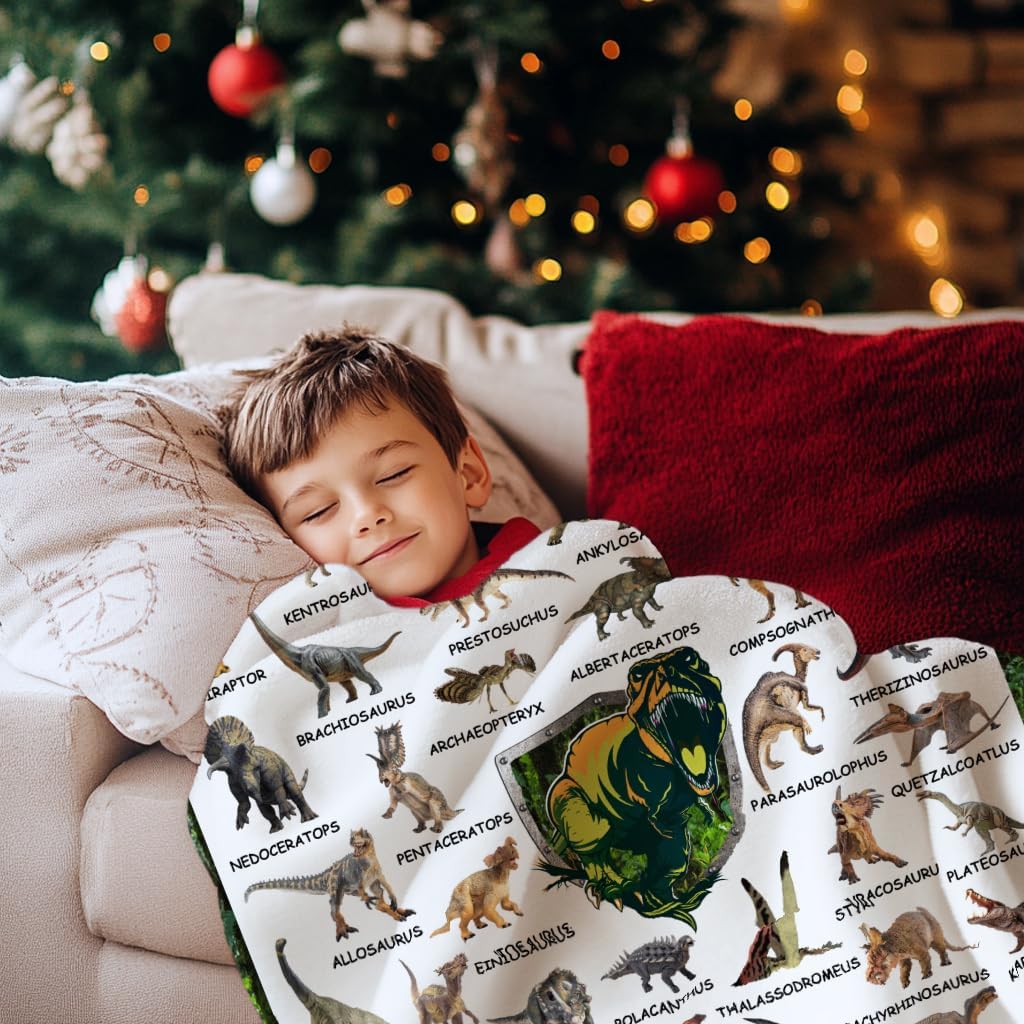 Dinosaur Flannel Blanket for Boy Girl Dino Unique Gift Dino Room Decor Throw Blanket for Teen Kid for Couch Bed,Educational Blanket for Kids,Jurassic Dinosaur Lover Fan Gift 40''x 50'' for Kid