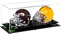 Vista 185 de Better Display Cases Acrílico 2 Mini casco de fútbol (no tamaño completo) vitrina con base de césped transparente (V46/A019)