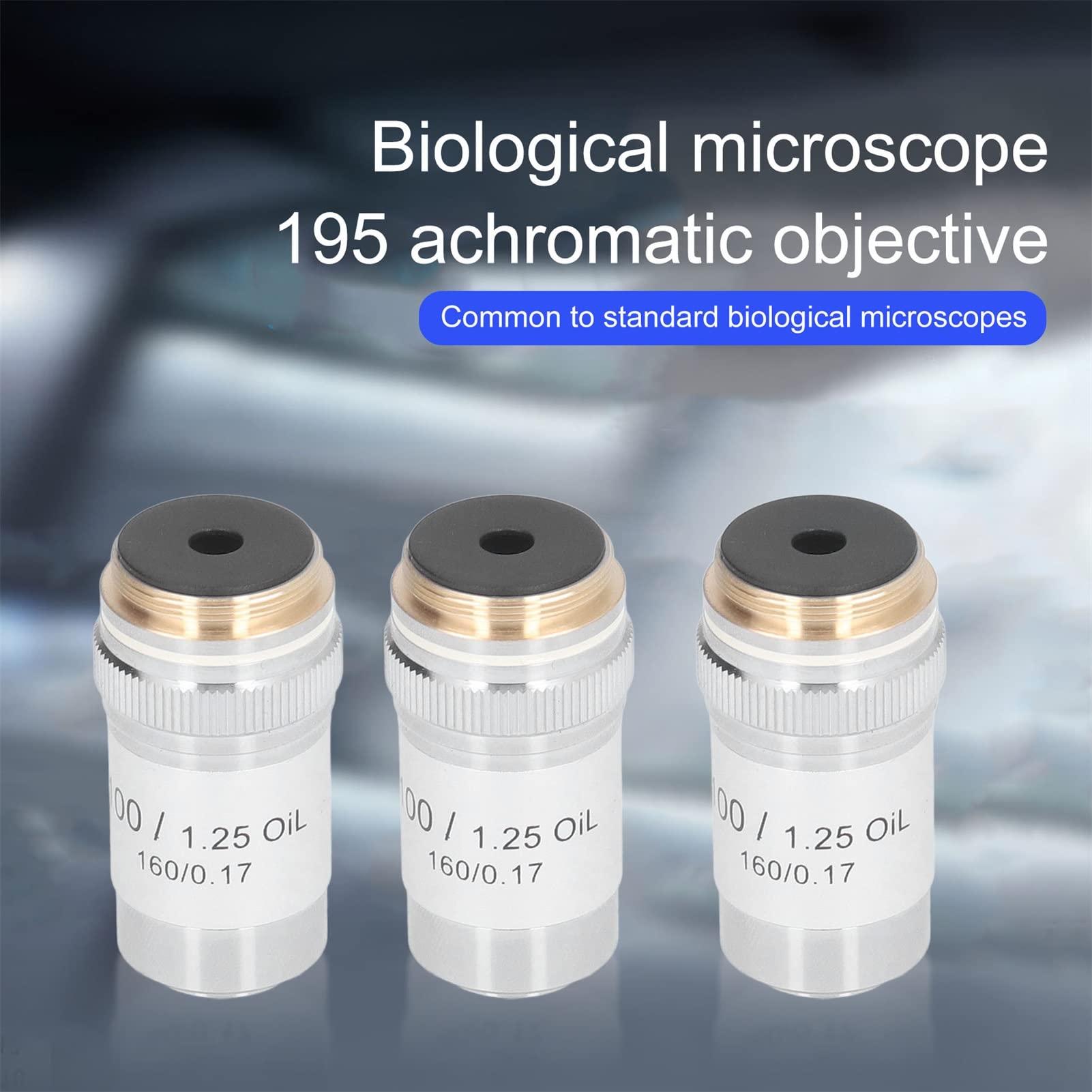 Obiettivo Microscopio 100X Acromatico ad Immersione in Olio, 1.25 Apertura Numerica, Filettatura 20,2mm, per Laboratorio e Medicina