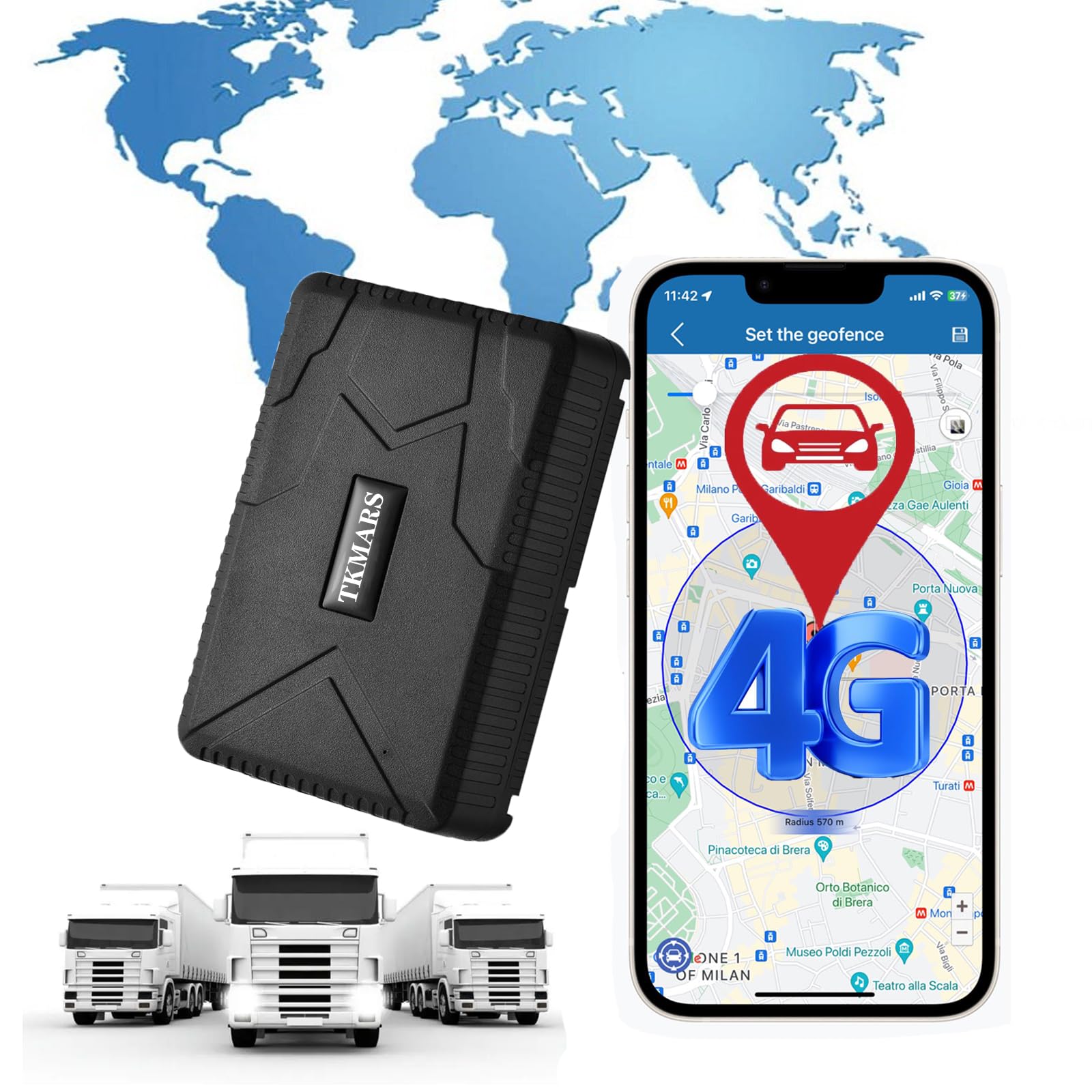 4G GPS Tracker per Auto con Microfono con App, Localizzatore GPS per Auto Senza Abbonamento Potenti Magneti Integrati Motocicli, Camion, Autobus, Taxi e Scooter TK915