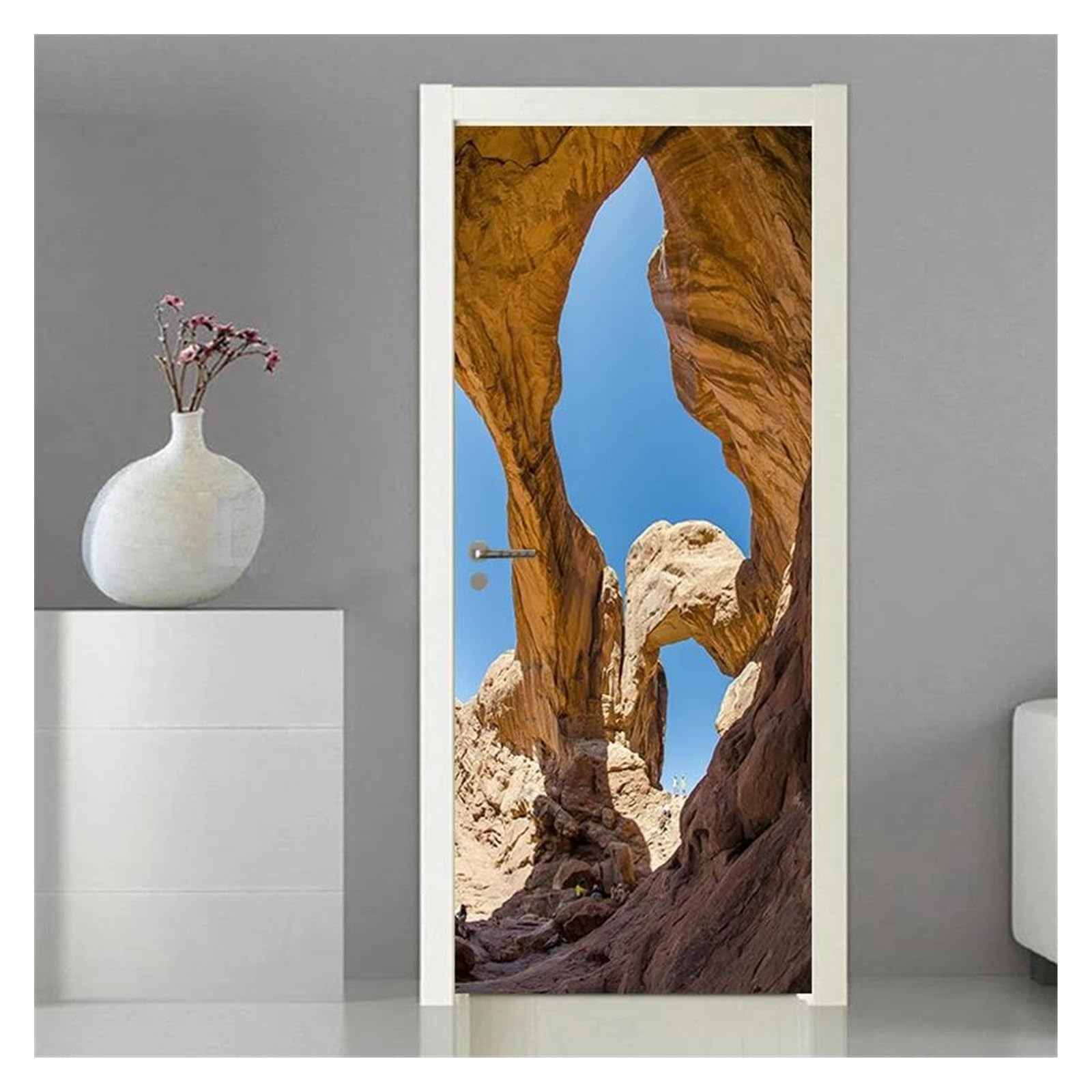 Décoration murale adhésive paysage désert, sticker porte PVC rénovation chambre 90x200