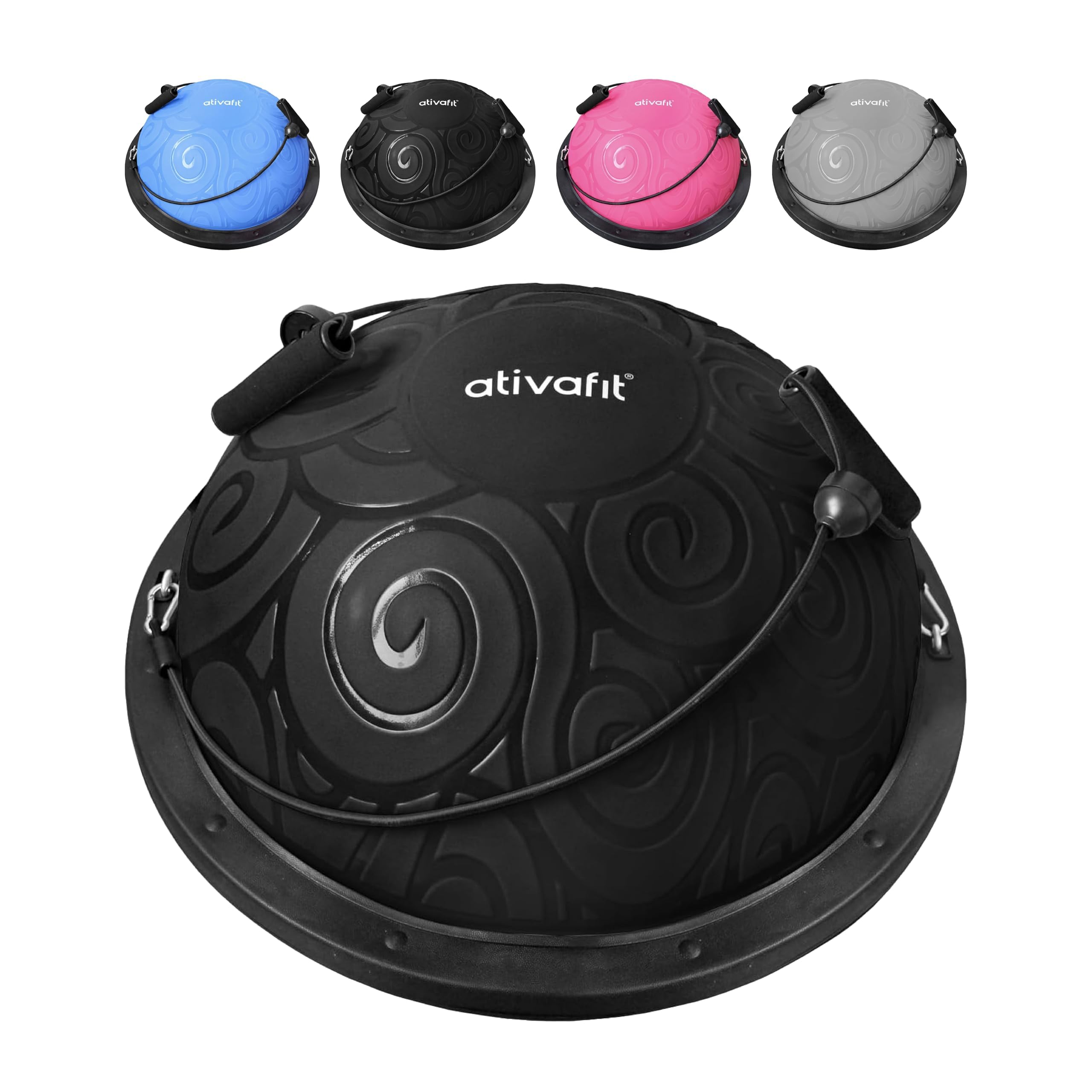 ATIVAFIT Demi-Balle d'équilibre avec Sangles Yoga Balle d'équilibre antidérapante pour l'entraînement de Base à Domicile Fitness Force Exercice d'entraînement Gym