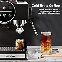 Vista 7 de CUSIMAX Máquina de café expreso con molinillo, 20 bares, máquinas de café expresso profesional con espumador de leche, máquina de café expreso
