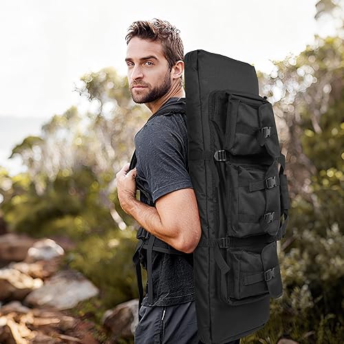 Miniatura 6 de Bolsa de rifle doble suave de 32364248 pulgadas, mochila táctica larga para rifle largo, funda portátil para almacenamiento y transporte de armas de
