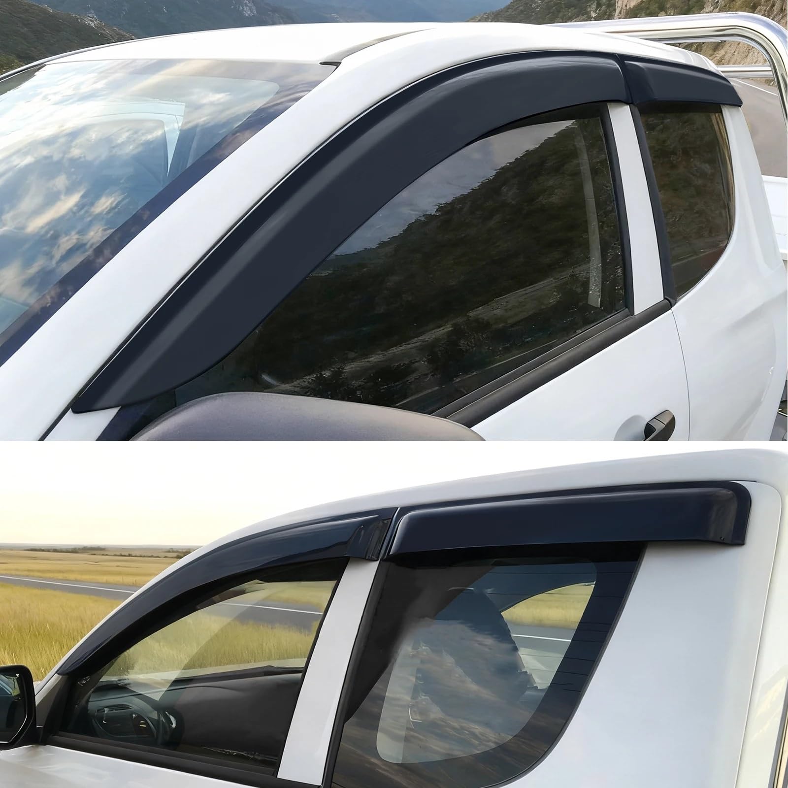 LUTFI Deflectores Viento Protectores Visera De Ventana Lateral para L200 para Triton 2015-2023 Deflector Lluvia Y Sol Protectores Weathershield Negro Accesorios Adicionales Cabina