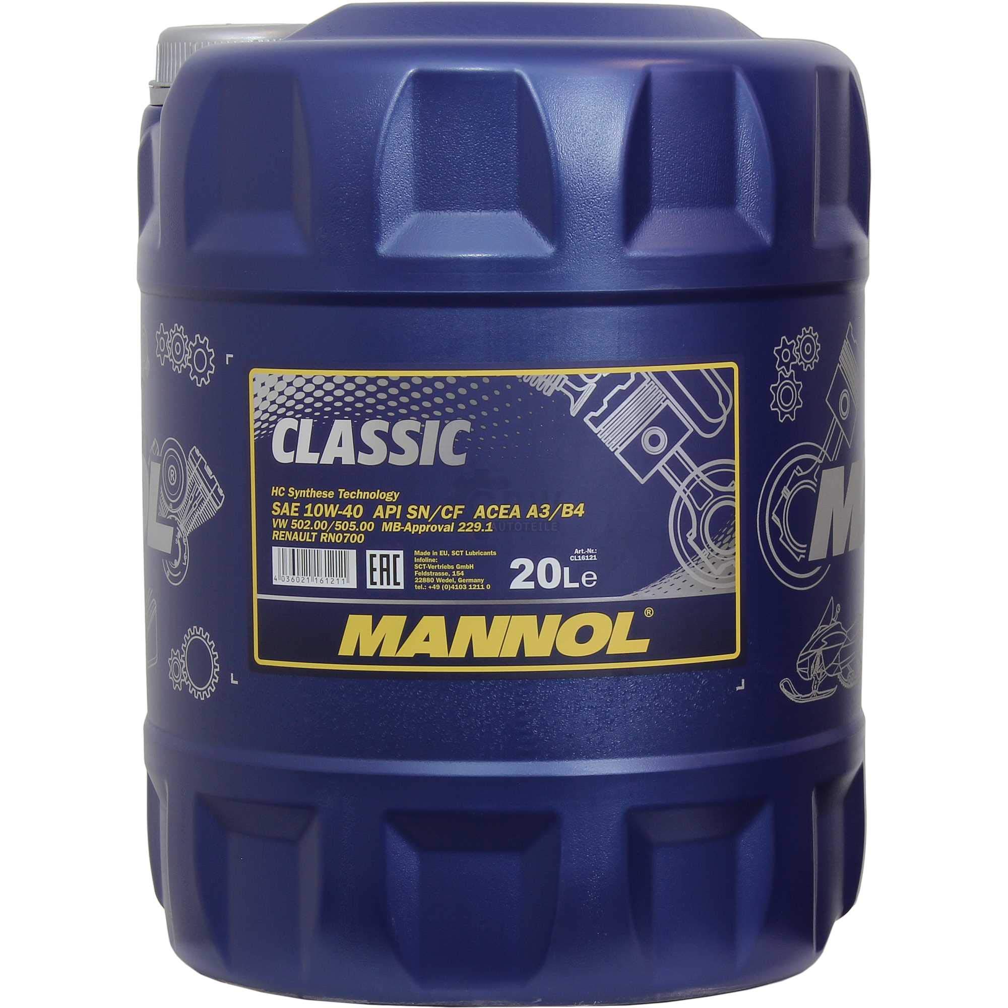 20 Litri Olio Motore Mannol Classic 10W-40 incluso rubinetto di scarico