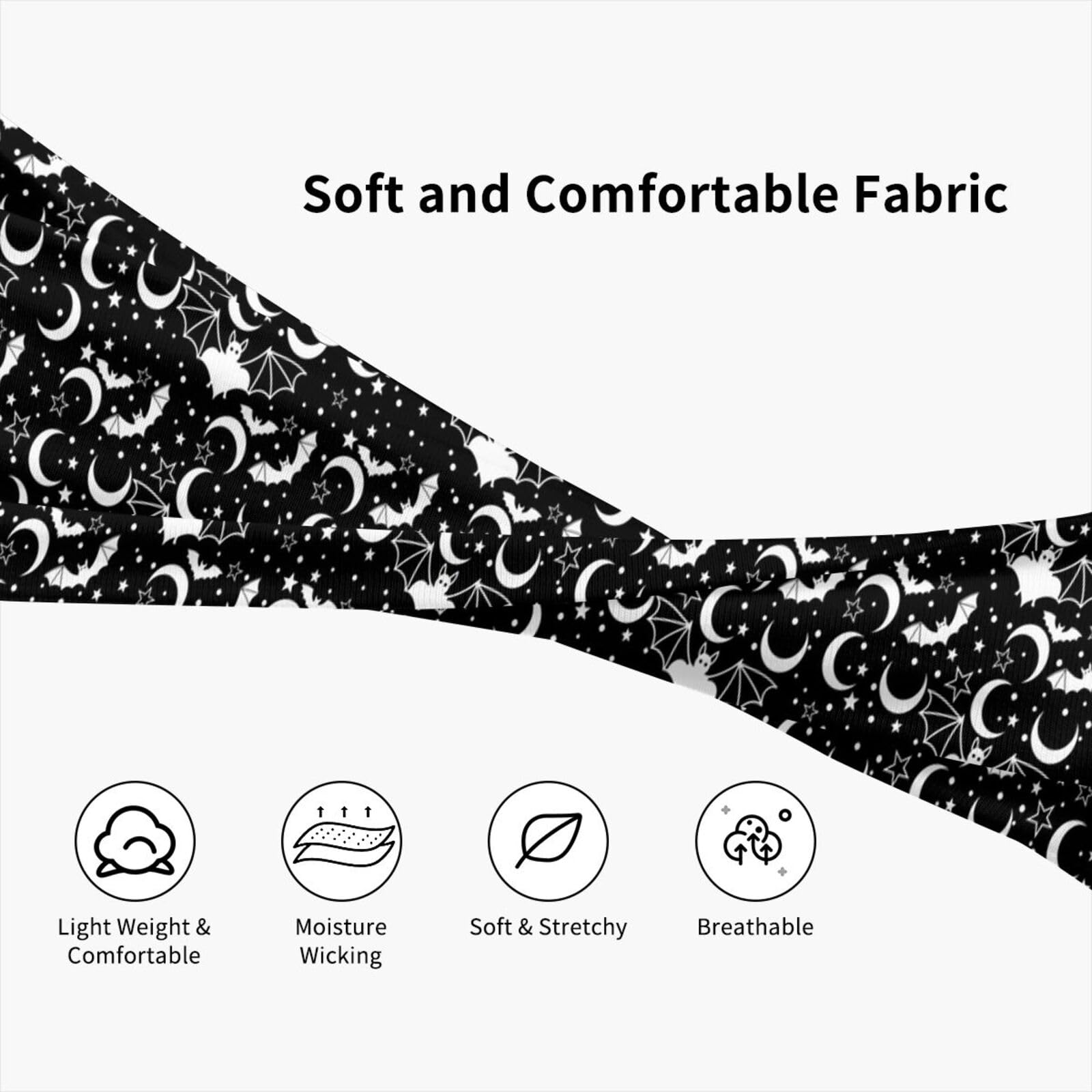 Gothic Goth Bat Headbands Stars Moon Sweatband Fashion Summer Hair Bands for Tennis,Basketball,Running,Gym,Working Out: One Size Gothic-1