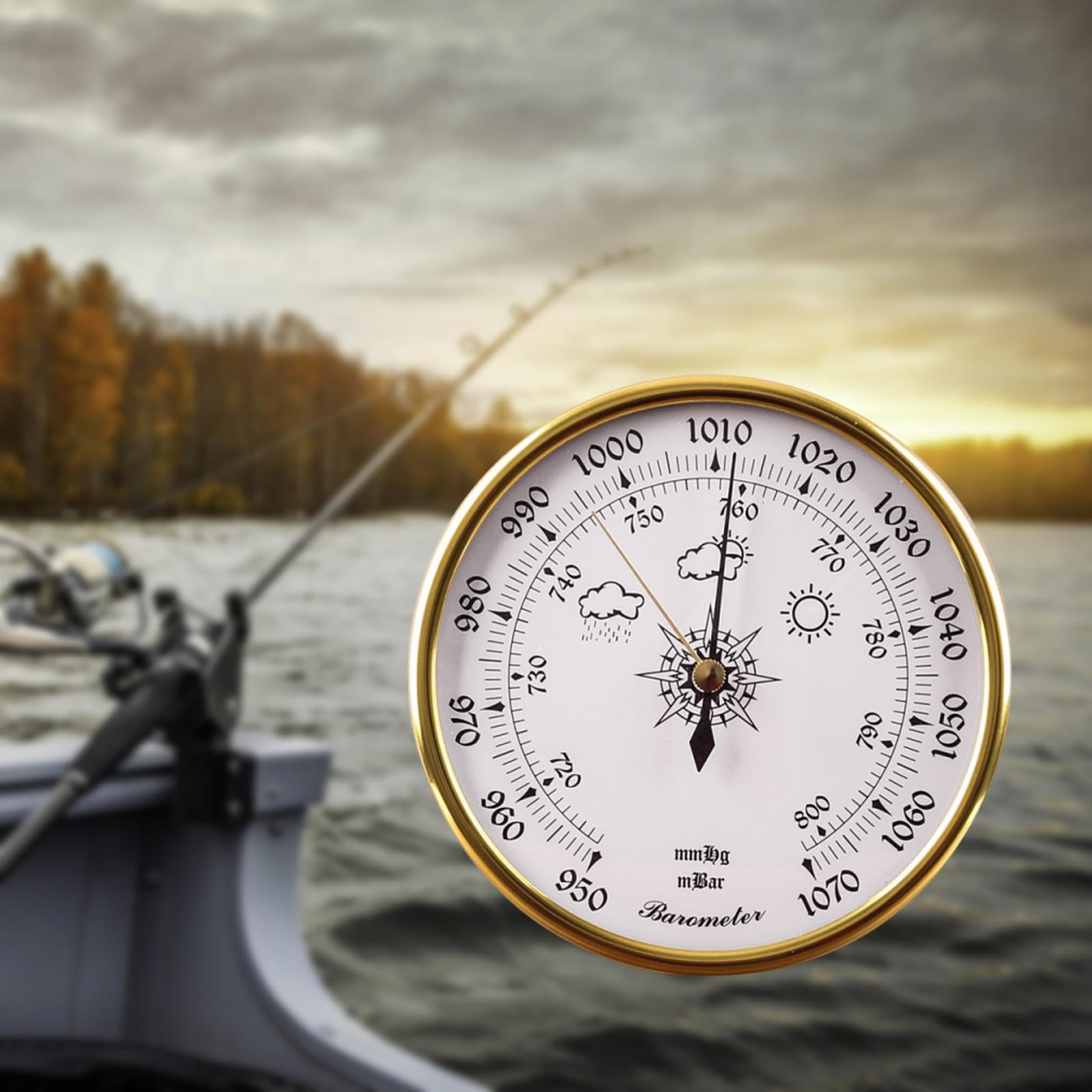 perfeclan Strumento di previsione meteorologica con barometro, doppio puntatore, manometro rotondo ad alte prestazioni, accessorio per uffici, barche, hotel, Faccia Bianca