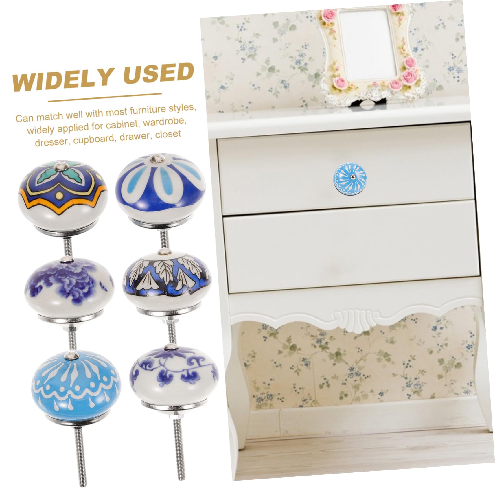 EXCEART 5 Set Manico in Ceramica Cucina Cassetto Pomelli Per Cassetti in Porcellana Chiave Maniglia Pomelli Dei Cassetti Del Comò Pomelli Per Mobili Per Comò Pomello 6 Pezzi*5