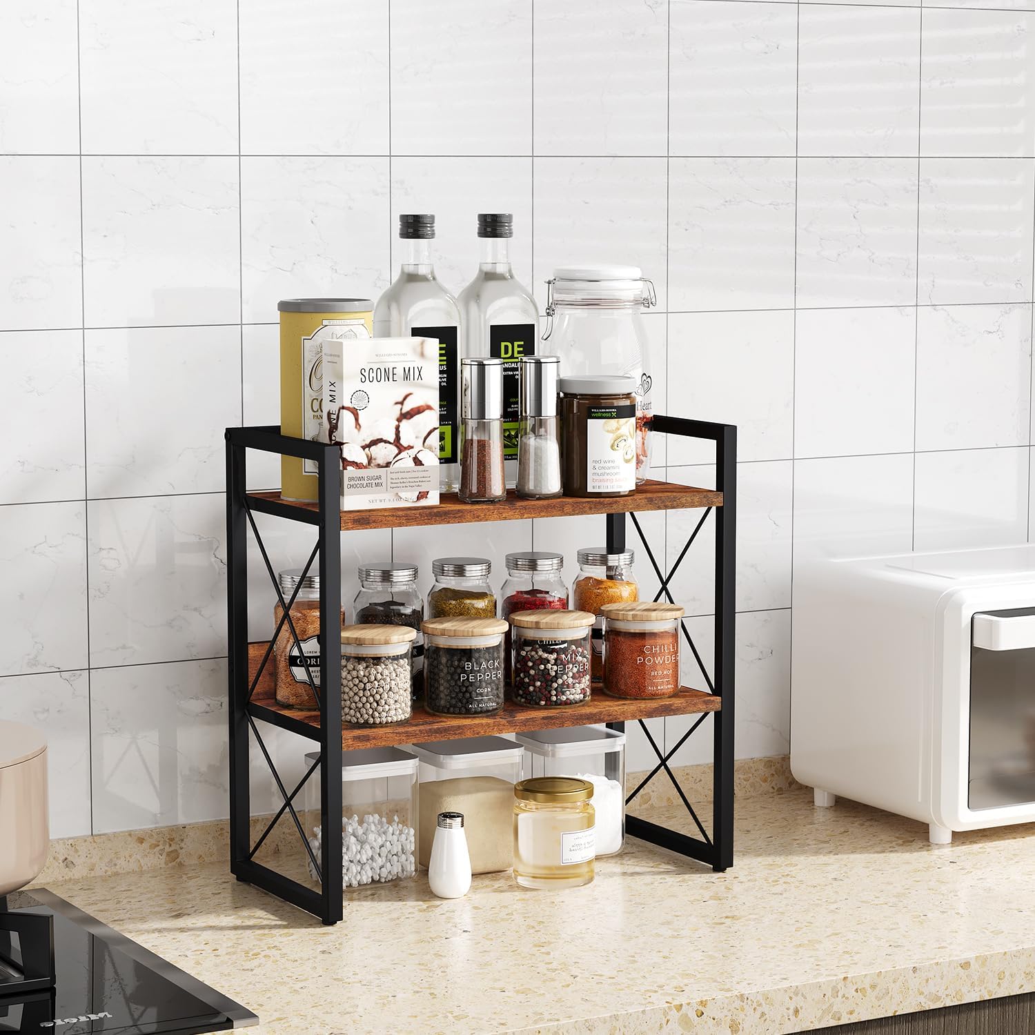 YINMIT 3-Tier Countertop Shelf Organizer, Kitchen Spice Rack for Coffee Bar