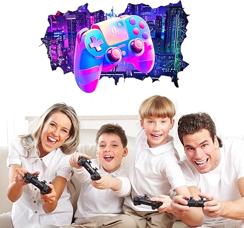 Miniatura 6 de Calcomanías de pared de juegos 3D, calcomanías de pared de juegos para habitación de adolescentes y niños, calcomanías de control de jugadores