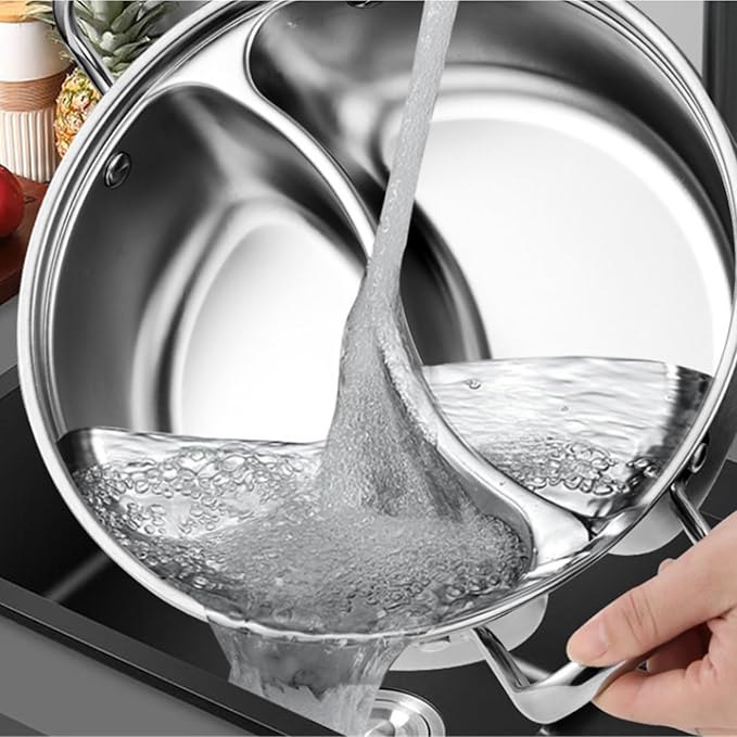 Olla para Fondue China QUQUQ Acero Inoxidable 32 cm División 2 Sabores miniatura 2