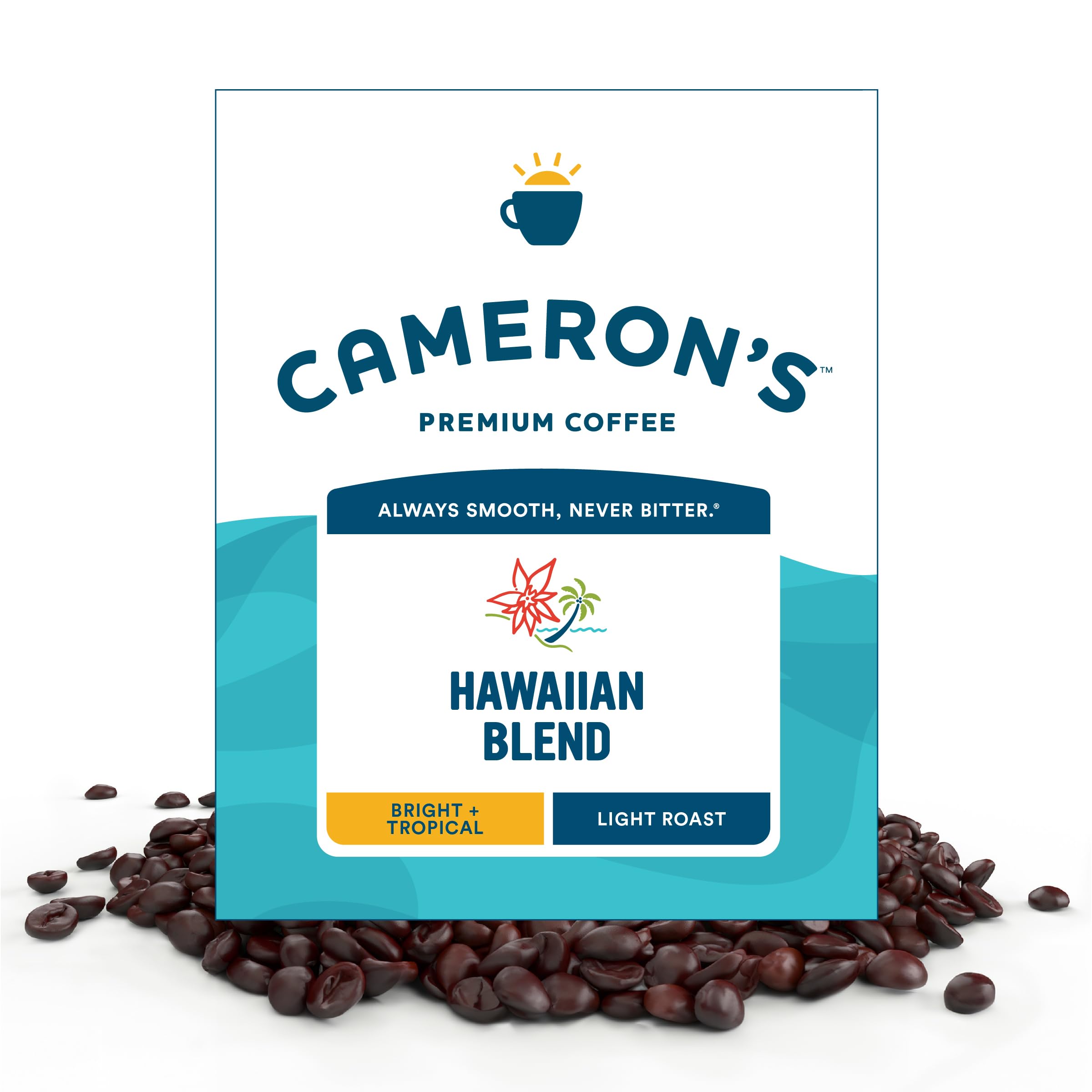 Cameron's Coffee Roasted Whole Bean Coffee, 10% Hawaiian Coffee Blend, 4 Pound