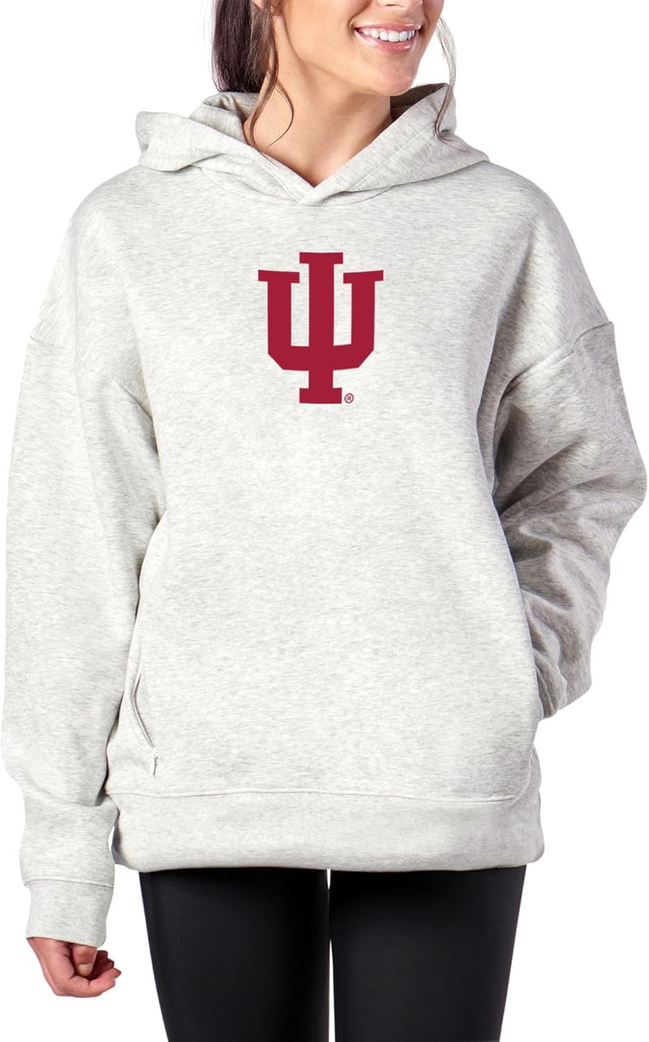 Northwest NCAA Women's Pullover Hoodie with Zipper Pockets, Long Sleeve Hooded Sweatshirt, Lightweight Casual Top