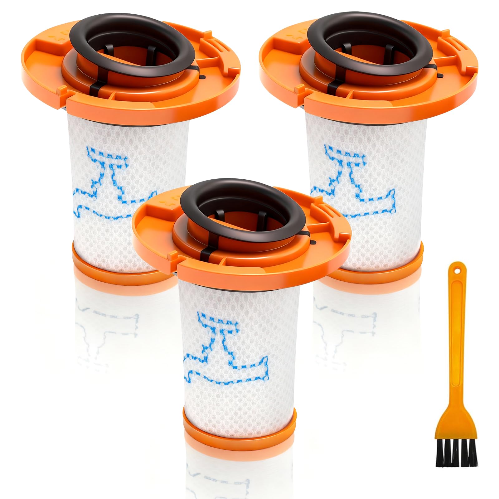 ZR009014 Lot de 3 filtres HEPA + 1 brosse de nettoyage, compatible avec aspirateur Rowenta X-Force Flex 13.60 12.60 14.80 16.60, filtre de rechange pour Rowenta