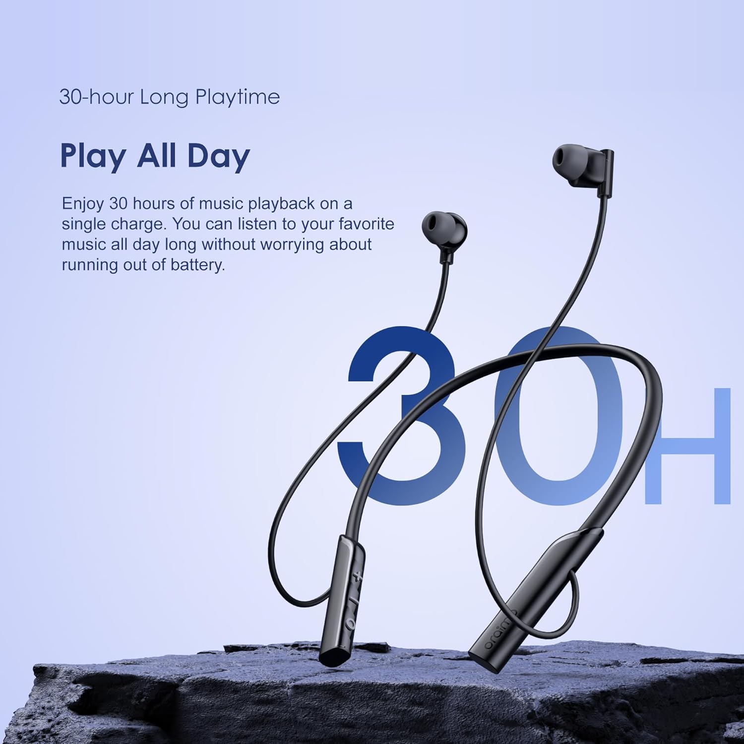 Oraimo NeckLite Wireless Neckband Earbuds, Wearable Around Neck Headphones Built-in Microphone, Bluetooth Headset Magnetic Earphones Deep Bass, Ultra-Lightweight Comfort, 30H Playtime, Black - Image 8