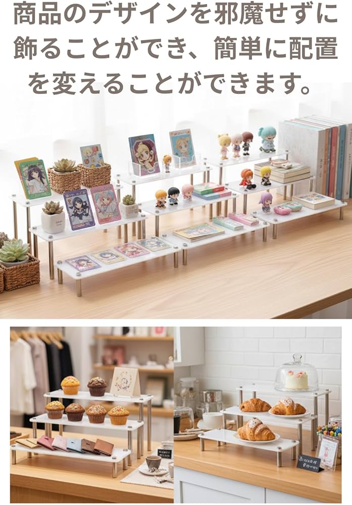 Amazon.co.jp: pokiele アクリルステージ 3段 幅40cm ディスプレイ